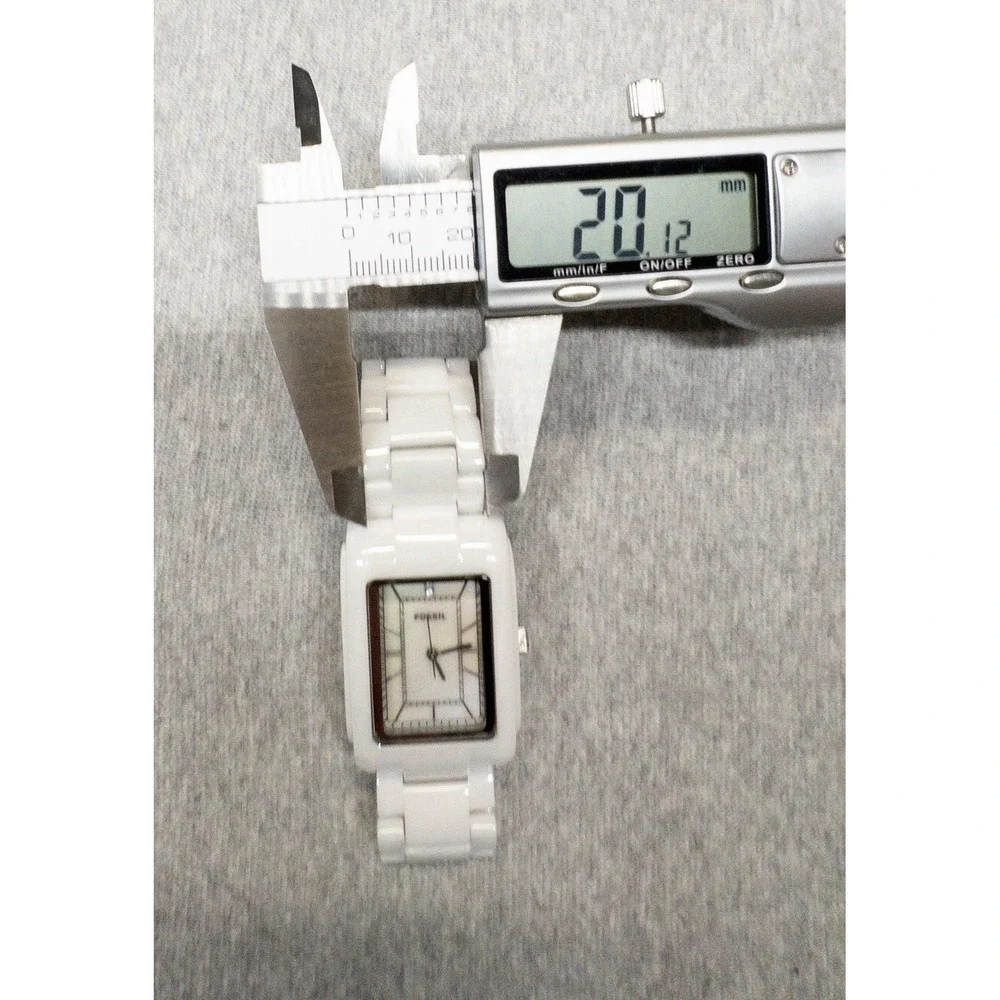 Fossil Tank Ceramic Womens Watch 29mm White MOP Dial CE-1031‎ New Battery